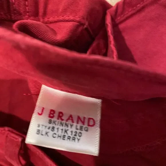 J Brand Women's Cotton Twill Jeans in Black Cherry Red Size 28 - Picture 4 of 9